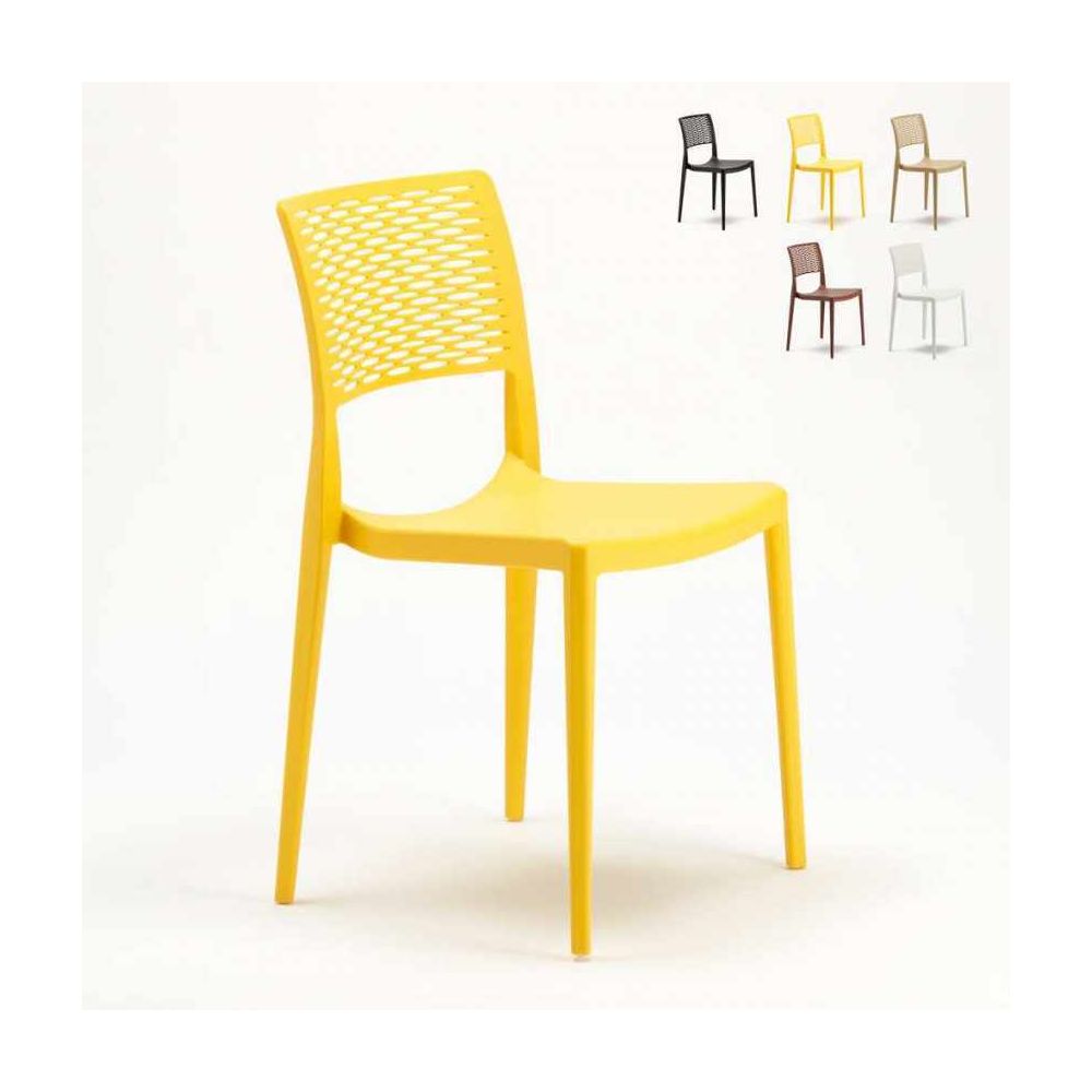 Ahd Amazing Home Design - Chaise pour salle à manger Bar et Jardin en Polypropylène Empilable et Légère Cross, Couleur: Jaune - Chaises