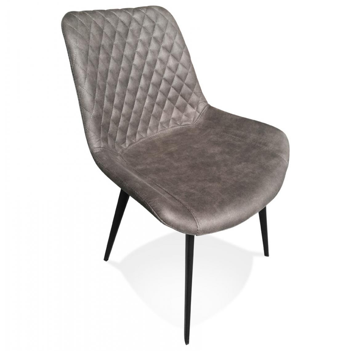 Alterego - Chaise design 'TAICHI' en microfibre gris foncé et pieds en métal noir - Chaises