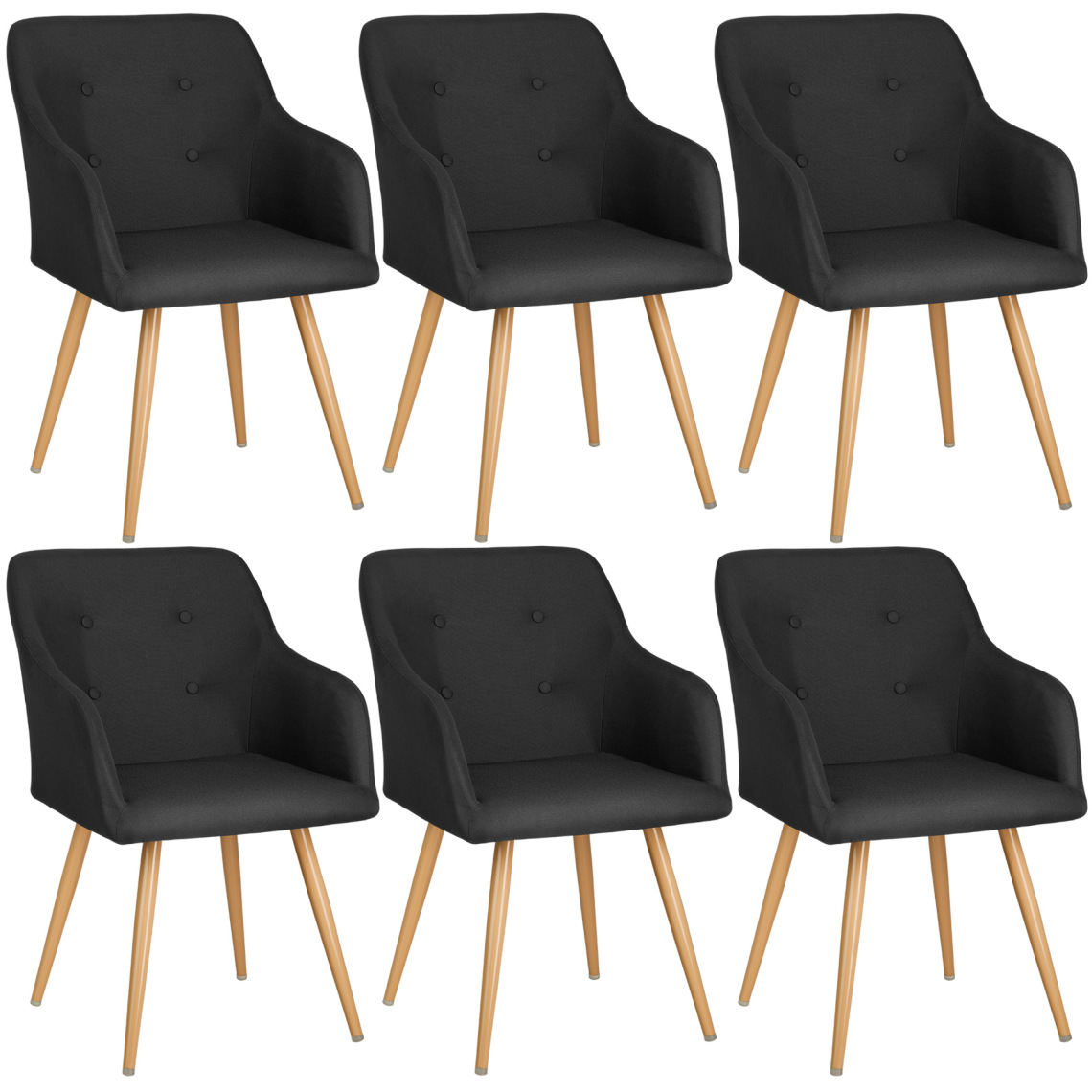 Tectake - Lot de 6 chaises style scandinave TANJA - noir - Chaises