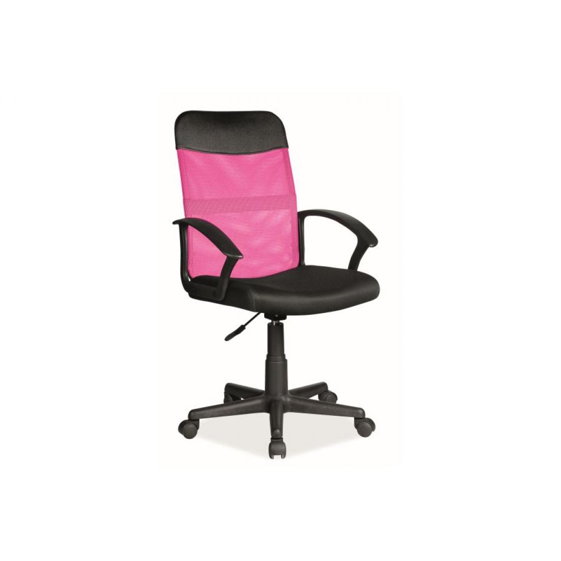 Hucoco - SIGNE | Fauteuil de bureau réglable accoudoirs | Hauteur : 95-104 cm | Revêtement issu à membrane + maille | Chaise de bureau - Rose - Chaises