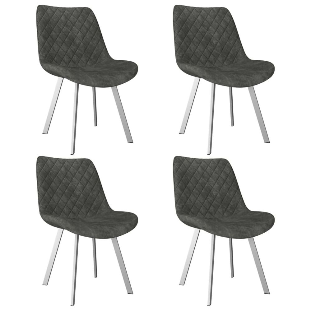 marque generique - Moderne Fauteuils et chaises gamme Lusaka Chaises de salle à manger 4 pcs Gris Similicuir daim - Chaises
