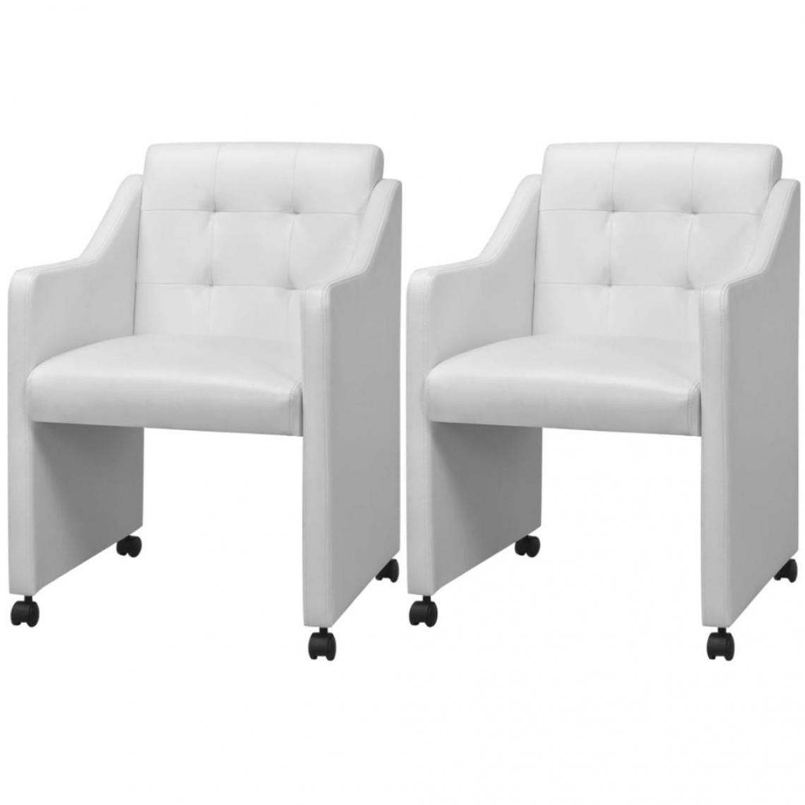 Decoshop26 - Lot de 2 chaises de salle à manger cuisine design intemporel similicuir blanc CDS020189 - Chaises
