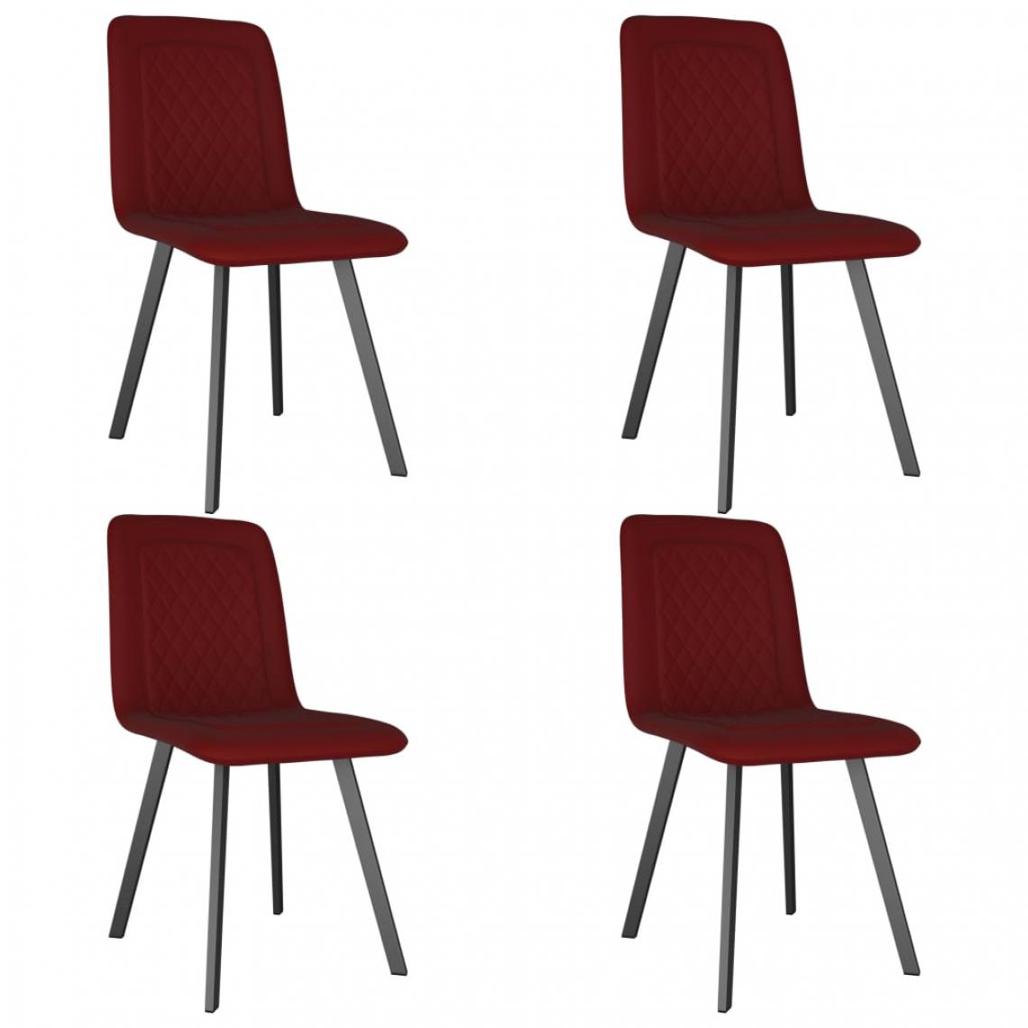 Chunhelife - Chunhelife Chaises de salle à manger 4 pcs Rouge Velours - Chaises