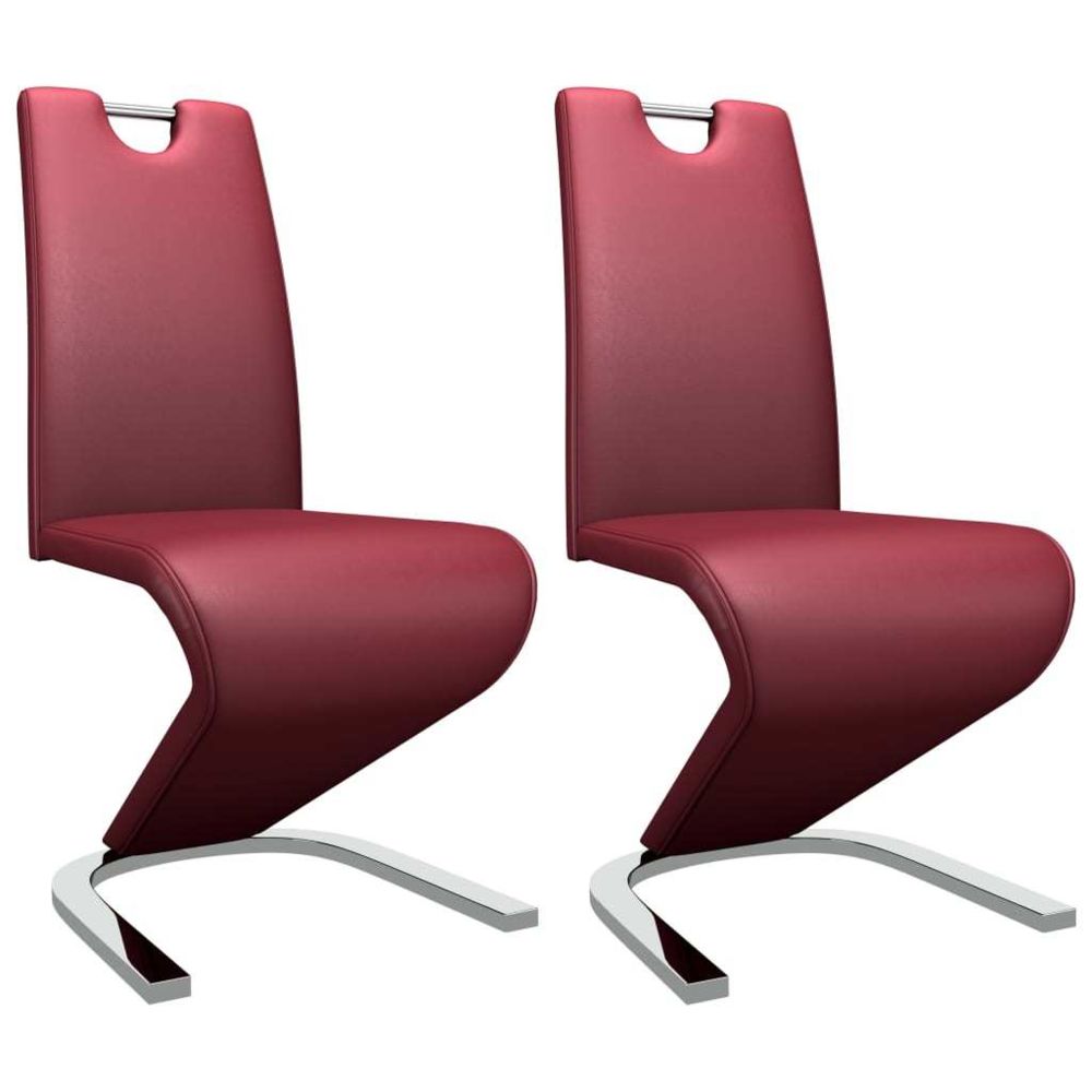 marque generique - sublime Fauteuils et chaises ensemble Dili Chaises à dîner forme de zigzag 2 pcs Rouge bordeaux Similicuir - Chaises