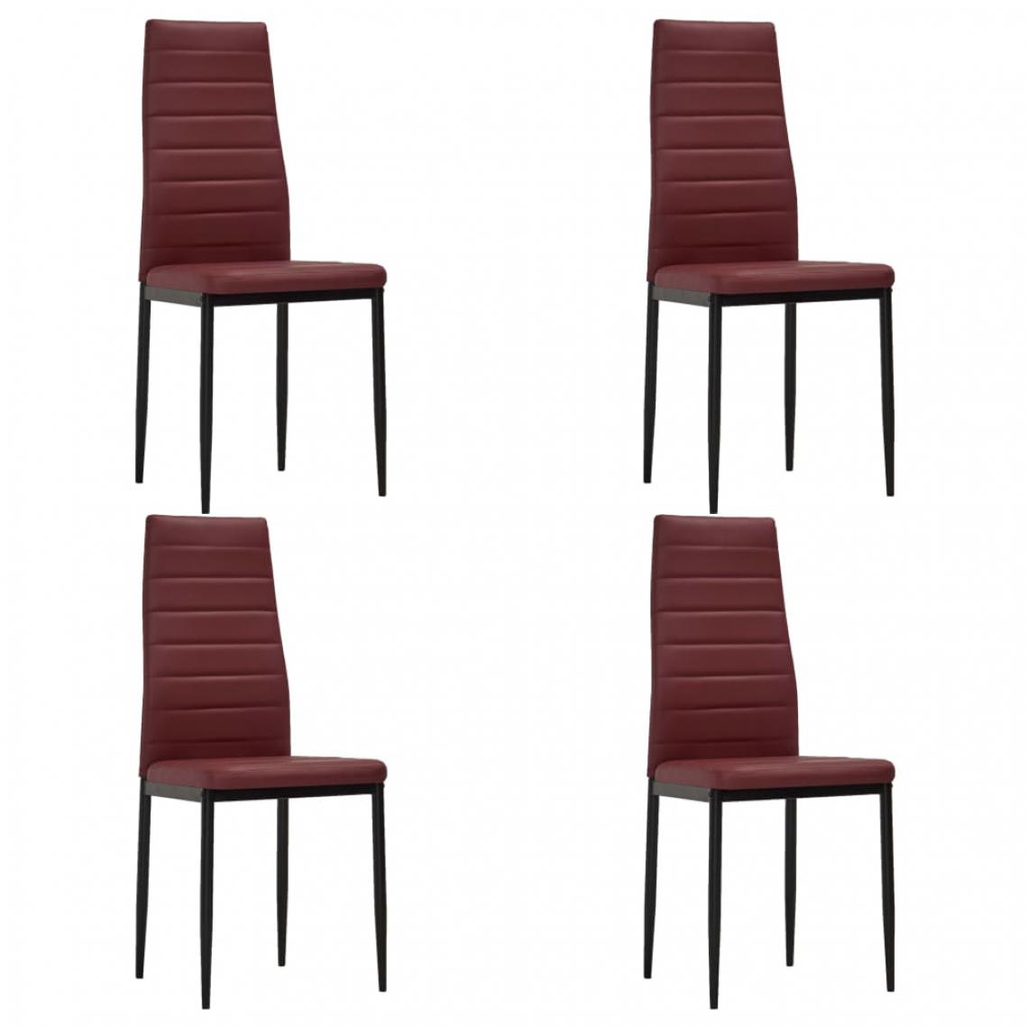 Chunhelife - Chaises de salle à manger 4 pcs Rouge bordeaux Similicuir - Chaises