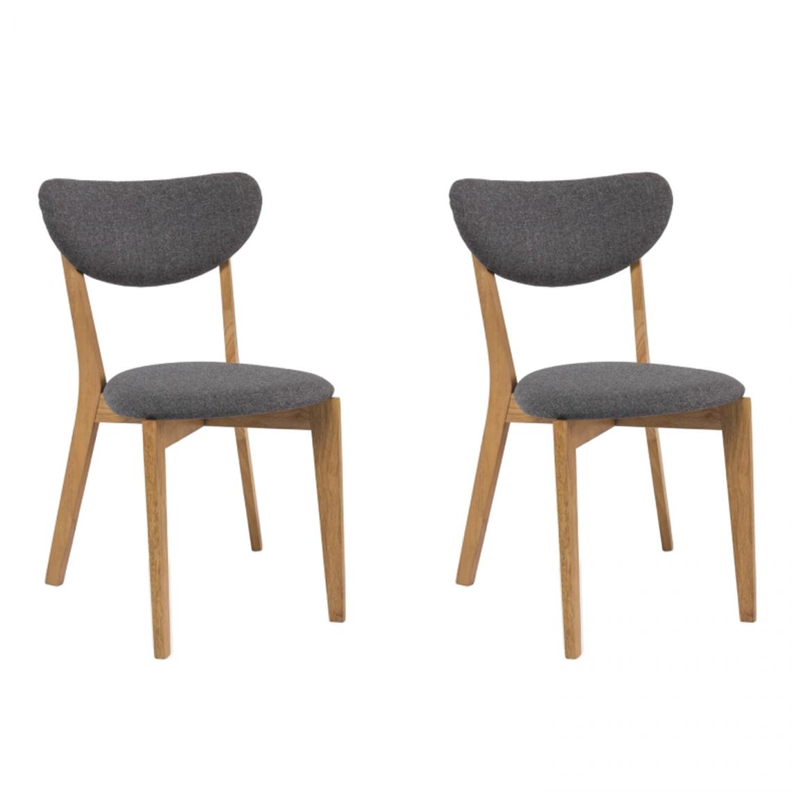Hucoco - ANDRI - Lot de 2 chaises style vintage - Dimensions 78x42x45 cm - Tissu haute qualité - Chaise rétro - Gris - Chaises