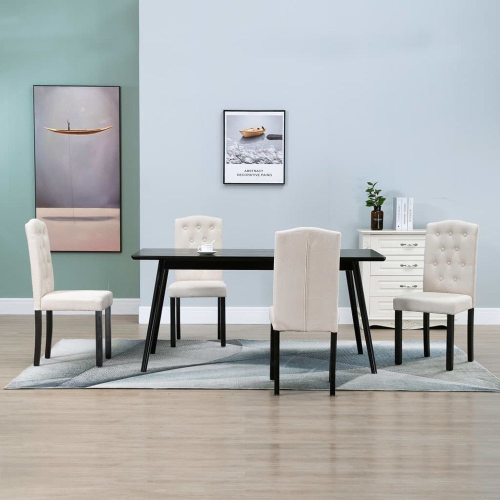 marque generique - Esthetique Fauteuils et chaises gamme Monrovia Chaises de salle à manger 4 pcs Crème Tissu - Chaises
