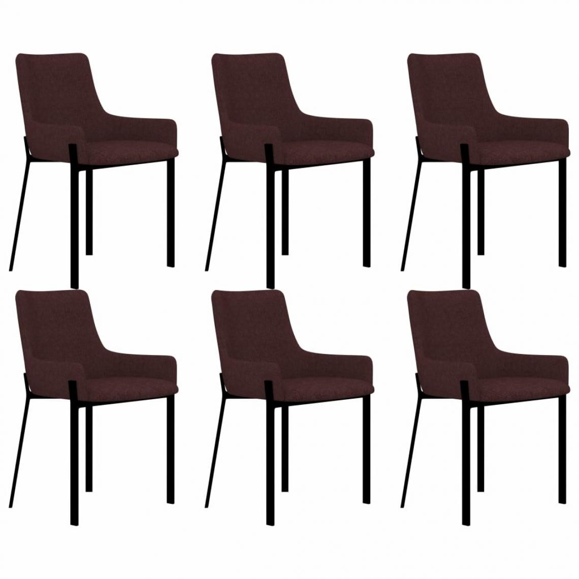 Decoshop26 - Lot de 6 chaises de salle à manger cuisine style classique en tissu bordeaux CDS022248 - Chaises