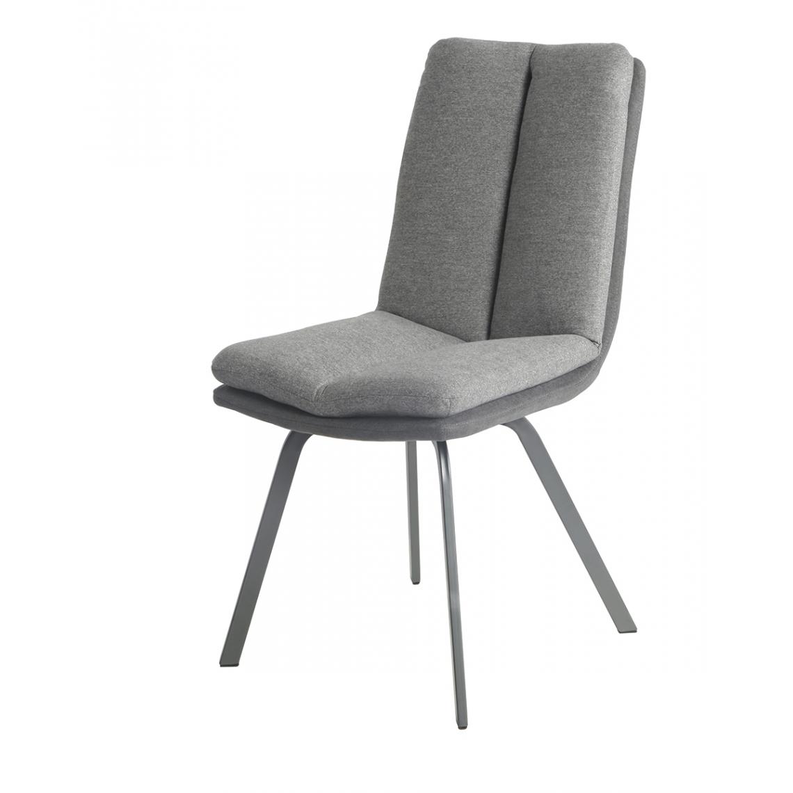 Pegane - Lot de 2 chaises coloris anthracite / grise en métal / tissu - Longueur 47 x Profondeur 65 x hauteur 86 x hauteur Assise 48 cm - Chaises