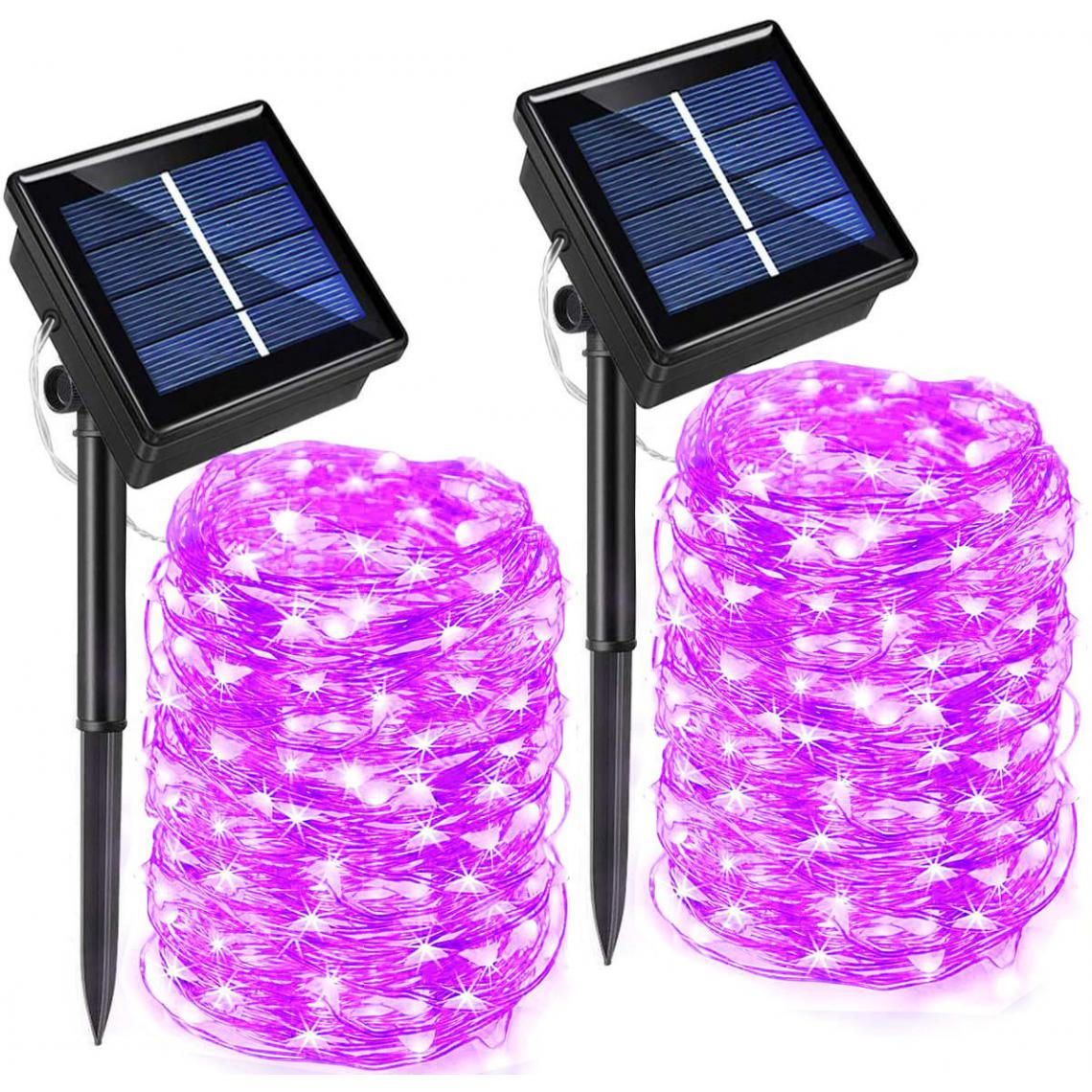Generic - 2 Sets LED Guirlande Lumineuse Électrosolaire et Étanche avec 330  Lampes  pour l’Espace Extérieur  20 m - Rose  - Décorations de Noël