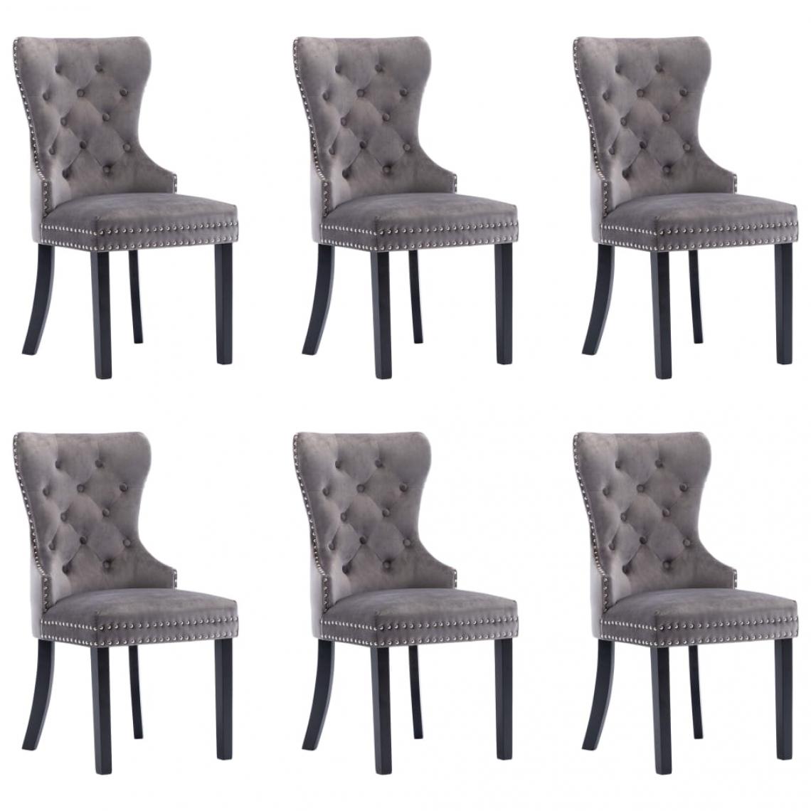 Decoshop26 - Lot de 6 chaises de salle à manger cuisine design classique velours gris CDS022511 - Chaises