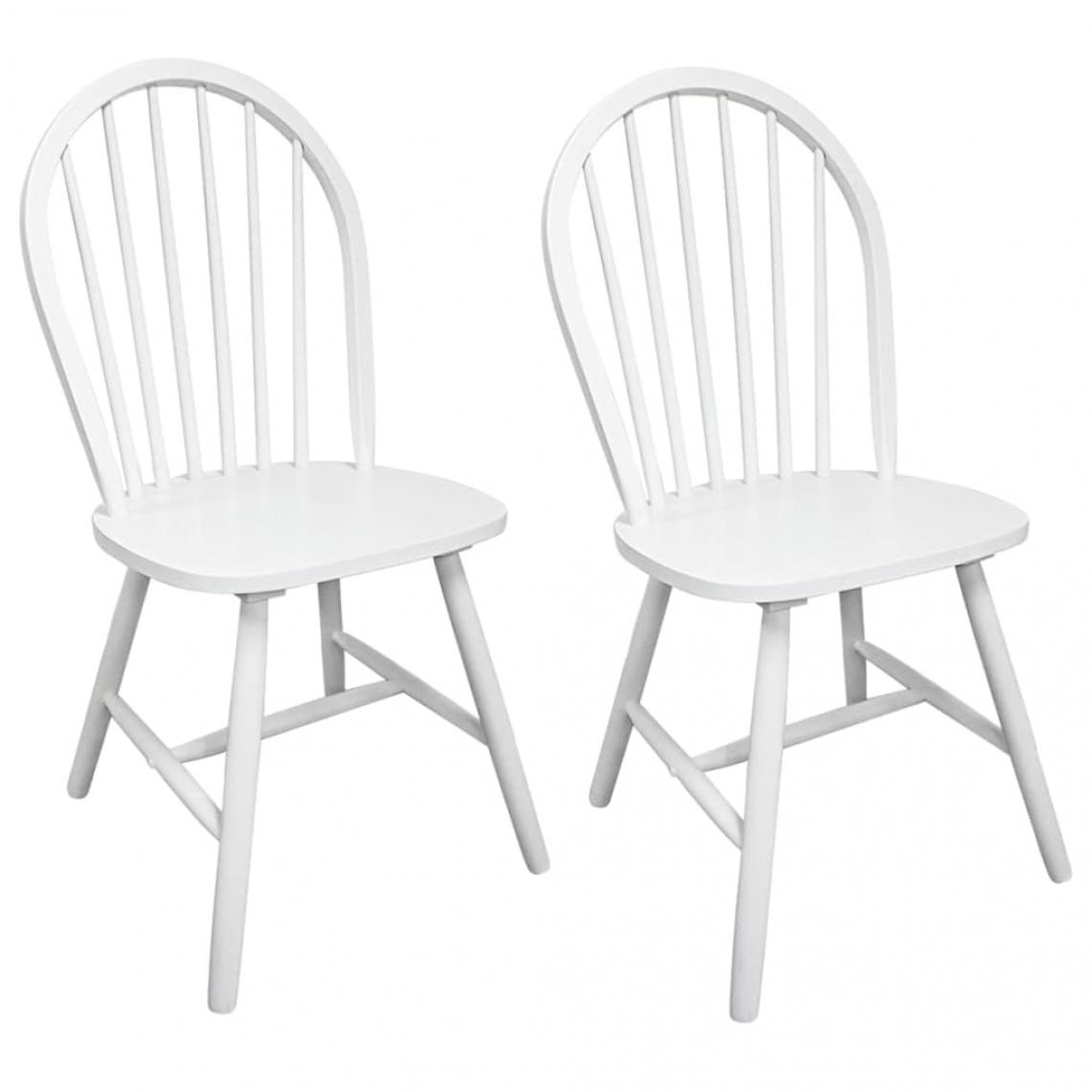 Decoshop26 - Lot de 2 chaises de salle à manger cuisine design classique bois d'hévéa solide blanc CDS020163 - Chaises