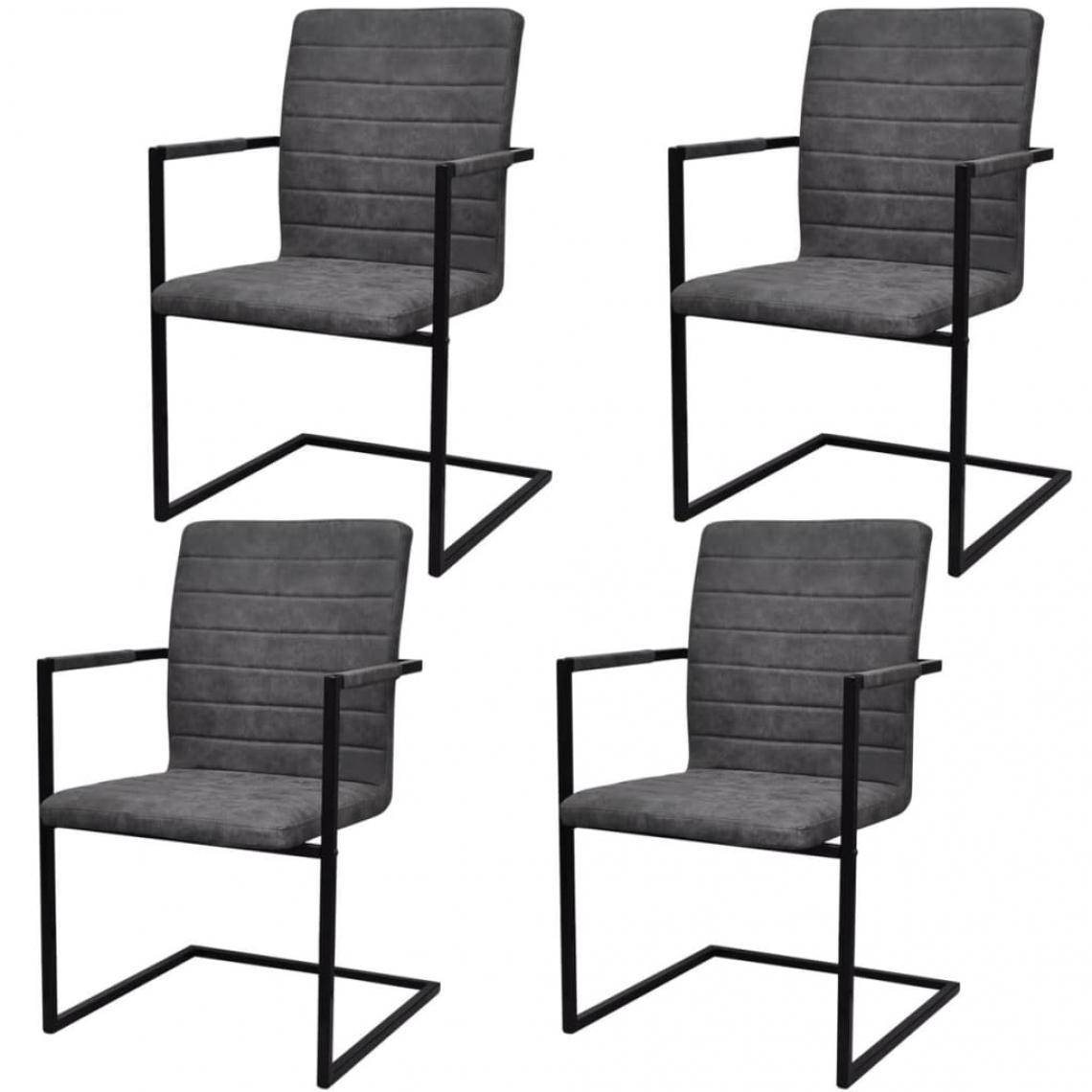 Decoshop26 - Lot de 4 chaises de salle à manger cuisine cantilever design élégant similicuir gris CDS021375 - Chaises