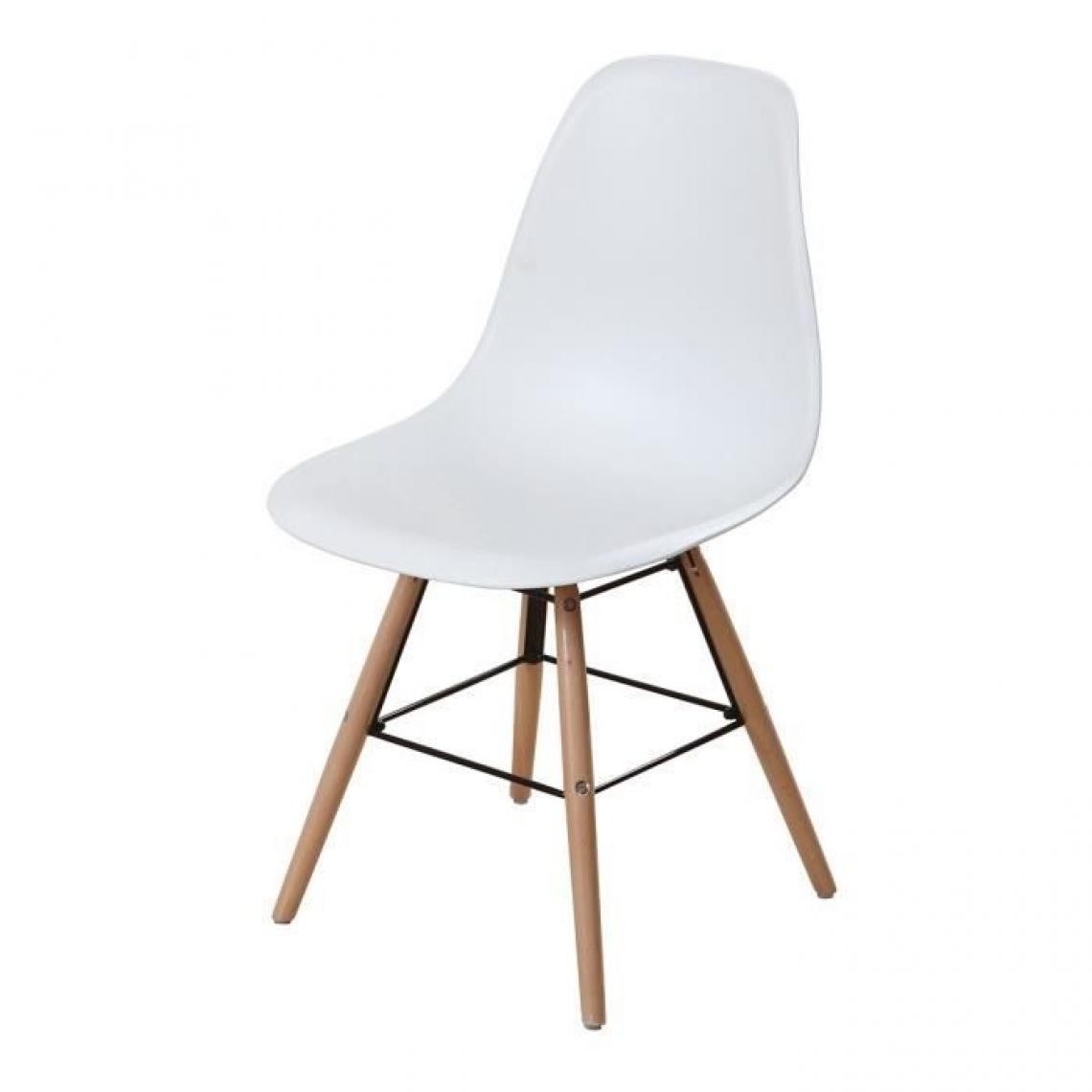 Cstore - Lot de 6 chaises blanc pieds bois - L 47 x P 52 x H 83 cm - OLAF - Chaises