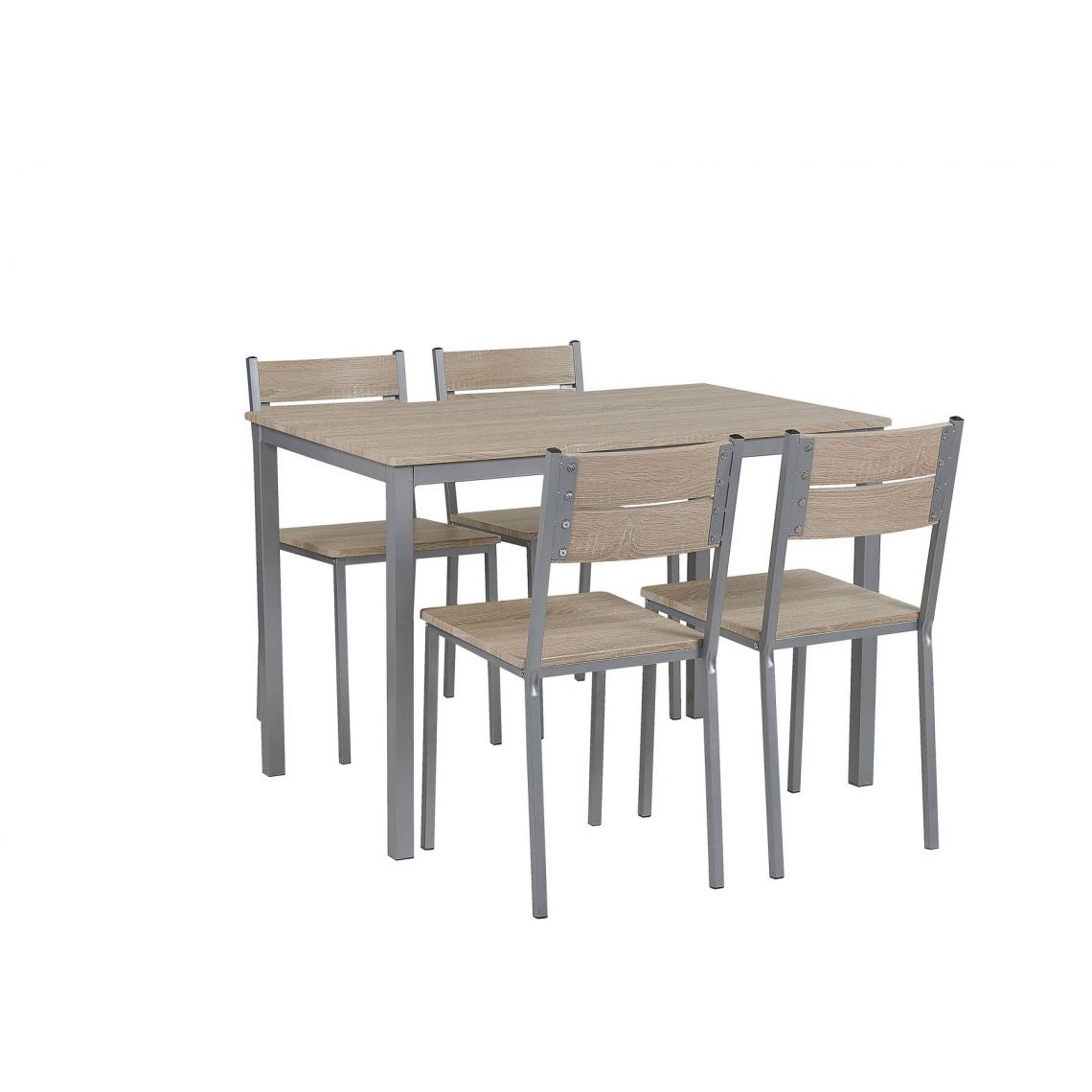 Beliani - Ensemble de salle à manger effet bois clair et gris 4 places BLUMBERG - blanc - Tables à manger