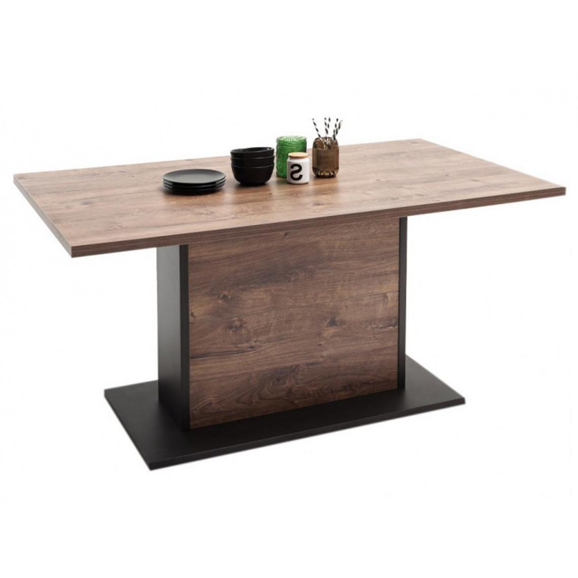 Pegane - Table de salle à manger en bois coloris chêne Barrique - L.160 x H.77 x P.90 cm - Tables à manger