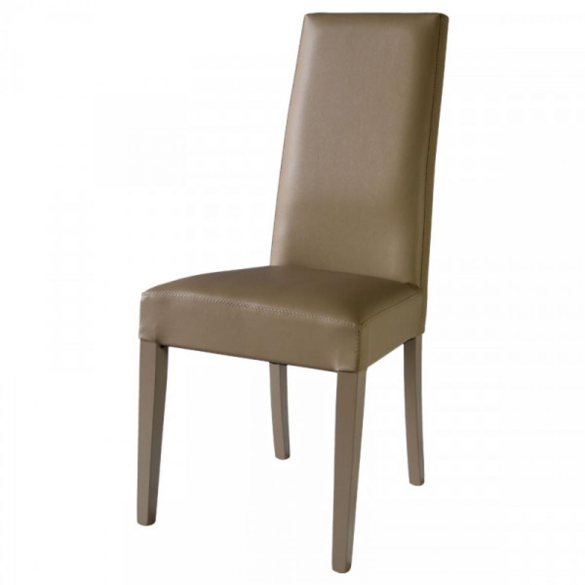Dansmamaison - Duo de chaises en similicuir Taupe - VENISE - L 54 x l 46 x H 99 cm - Chaises