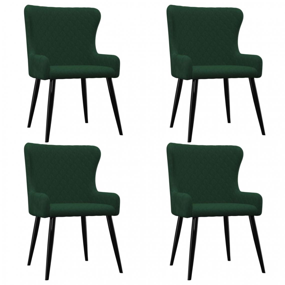 Chunhelife - Chaises de salle à manger 4 pcs Vert Velours - Chaises