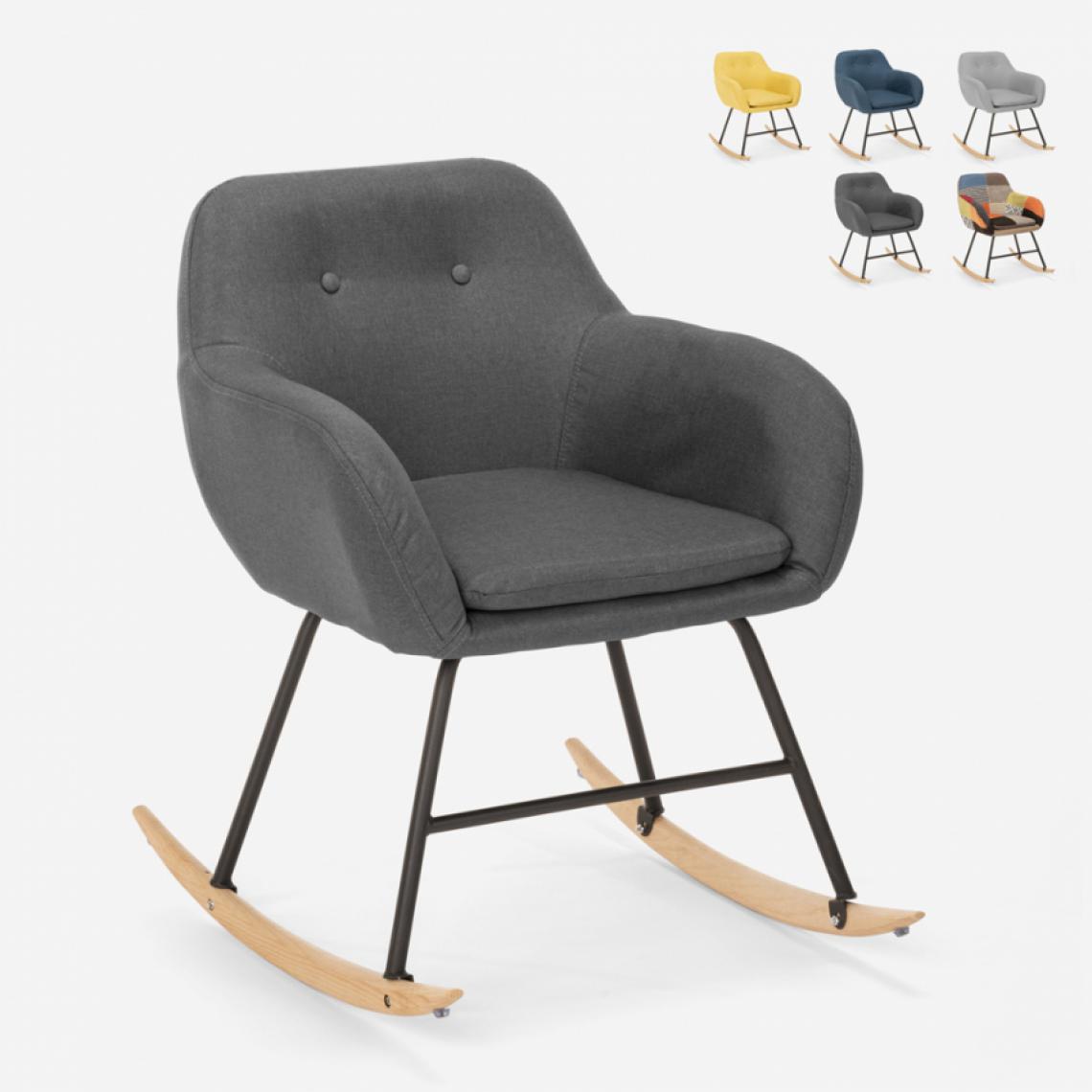 Ahd Amazing Home Design - Chaise à bascule en tissu patchwork design moderne Woodpecker, Couleur: Gris foncé - Chaises