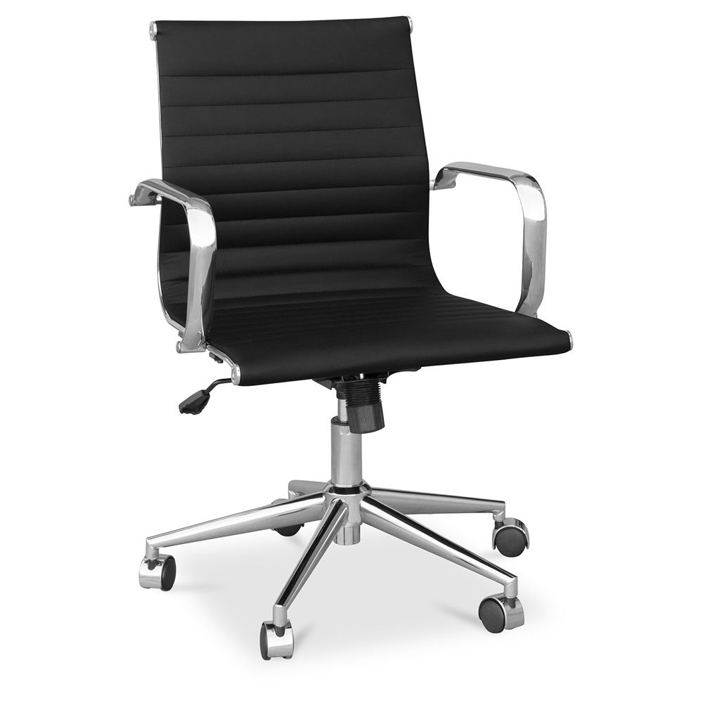 Privatefloor - Chaise de bureau T17 - Faux cuir et métal - Roues - Chaises