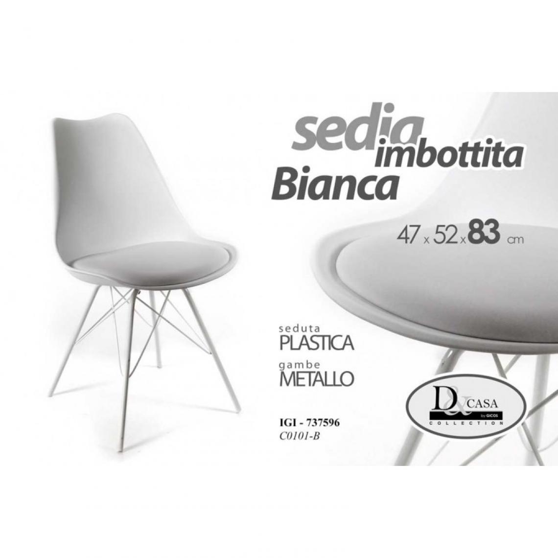 Webmarketpoint - Chaise de bureau à domicile en plastique et métal blanc cm 47 x 52 x 83 h - Chaises