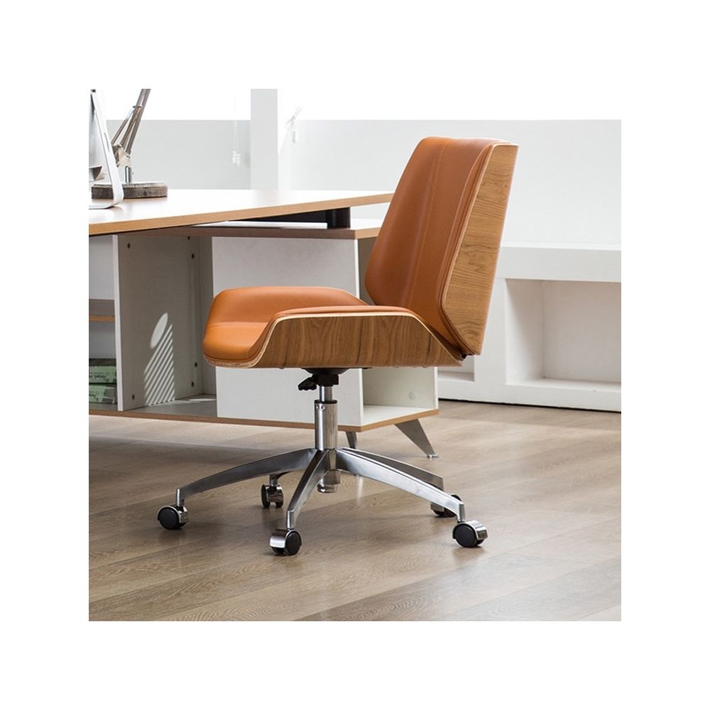 Wewoo - Fauteuil de bureau confortable et pratique à la mode Rotate Lift jaune foncé + frêne - Chaises