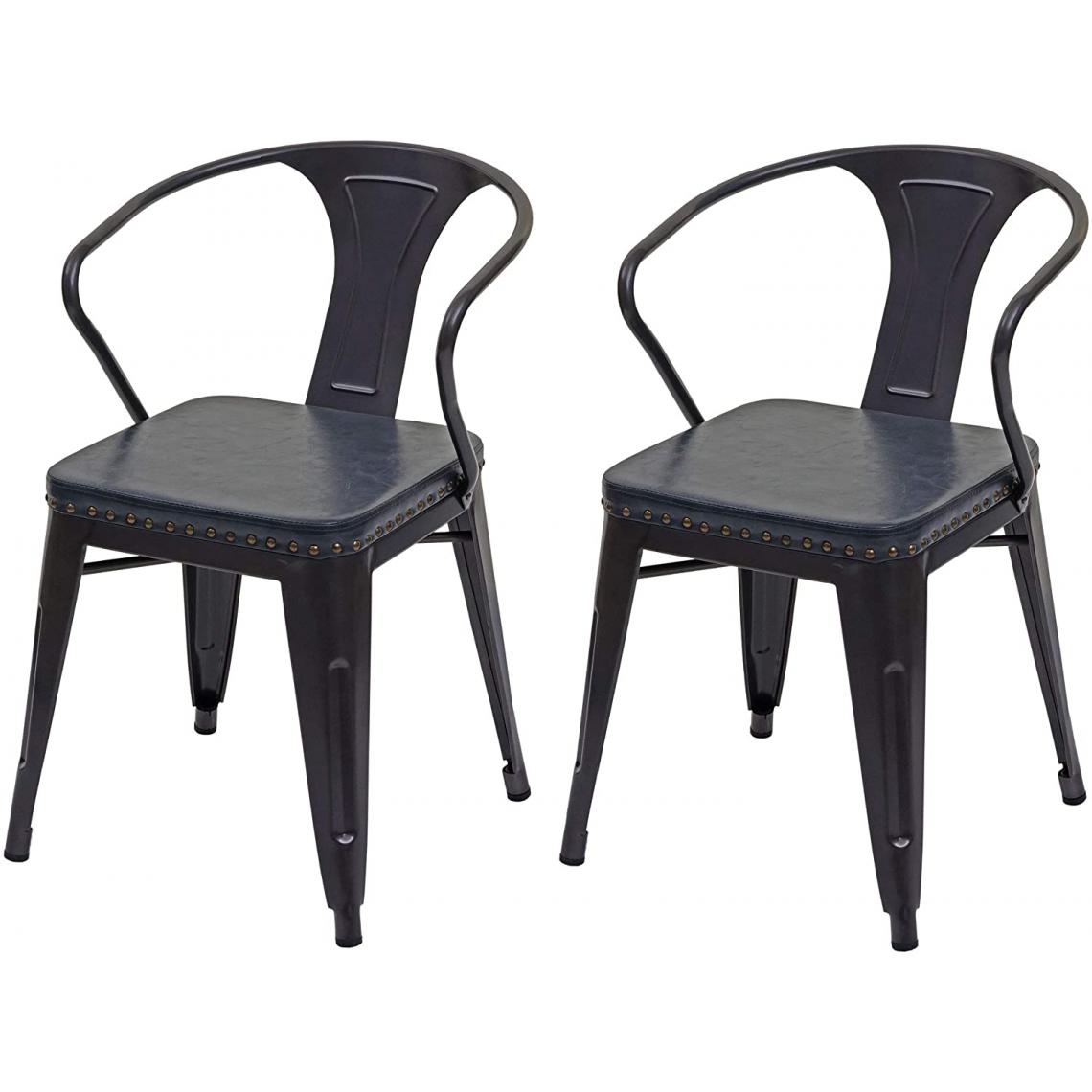 Decoshop26 - 2x chaises de salle à manger cuisine en simili cuir et métal style industrielle gris noir CDS04452 - Chaises