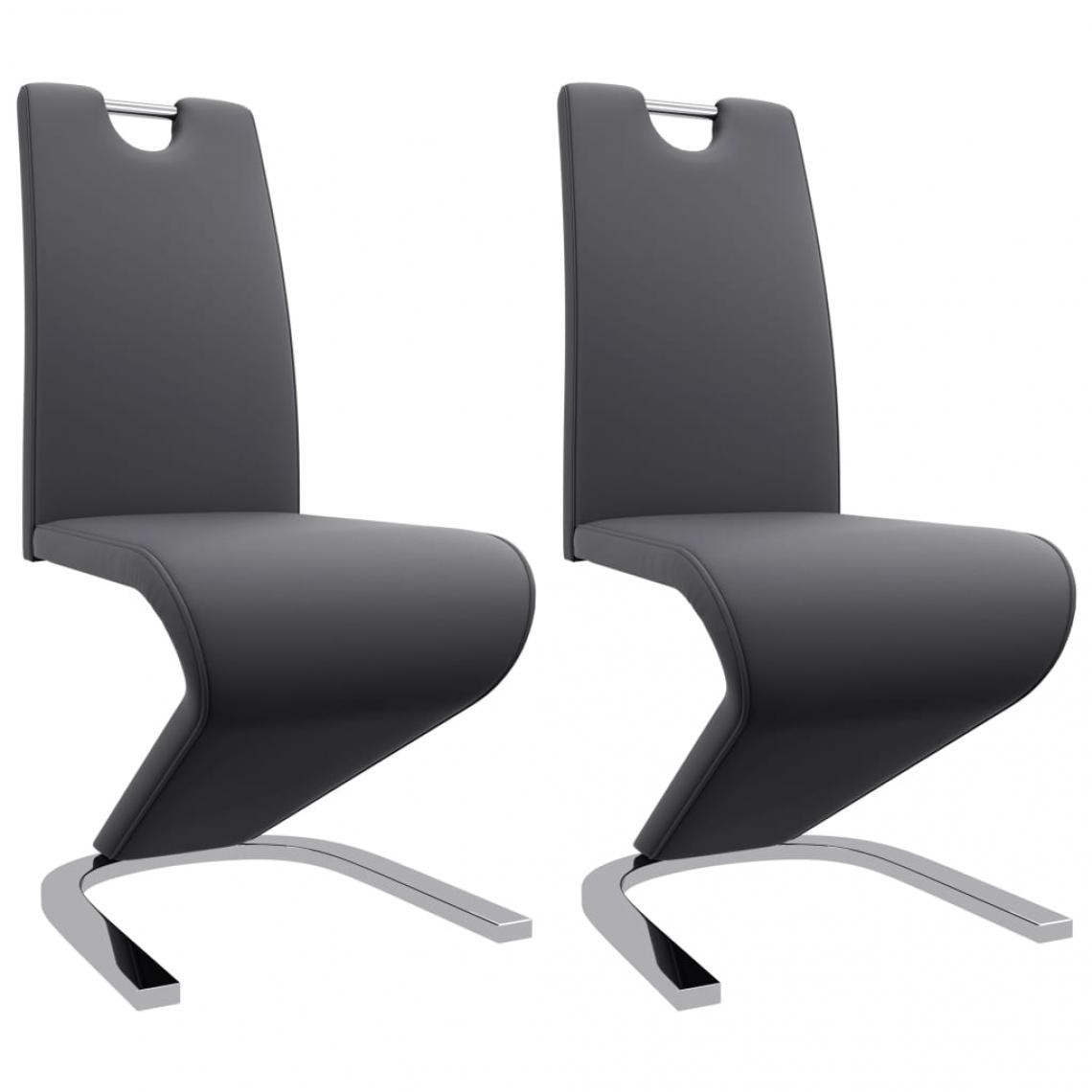 Decoshop26 - Lot de 2 chaises de salle à manger cuisine zigzag style moderne gris similicuir gris CDS021156 - Chaises