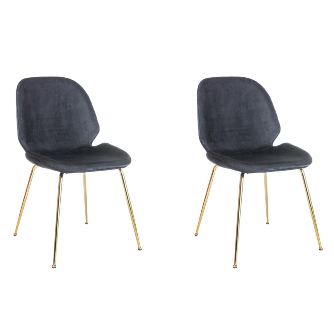 Hucoco - ADRIUN - Lot de 2 chaises style glamour salle à manger - 87x50x42 cm - Tissu velouté - Base en métal - Noir - Chaises