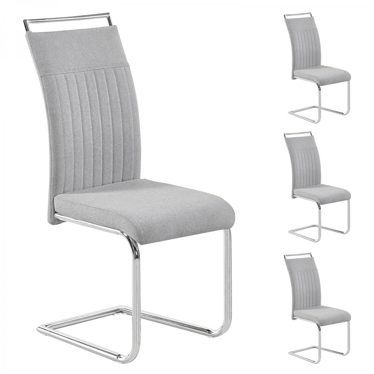 Idimex - Lot de 4 chaises ERICA, en tissu gris clair - Chaises