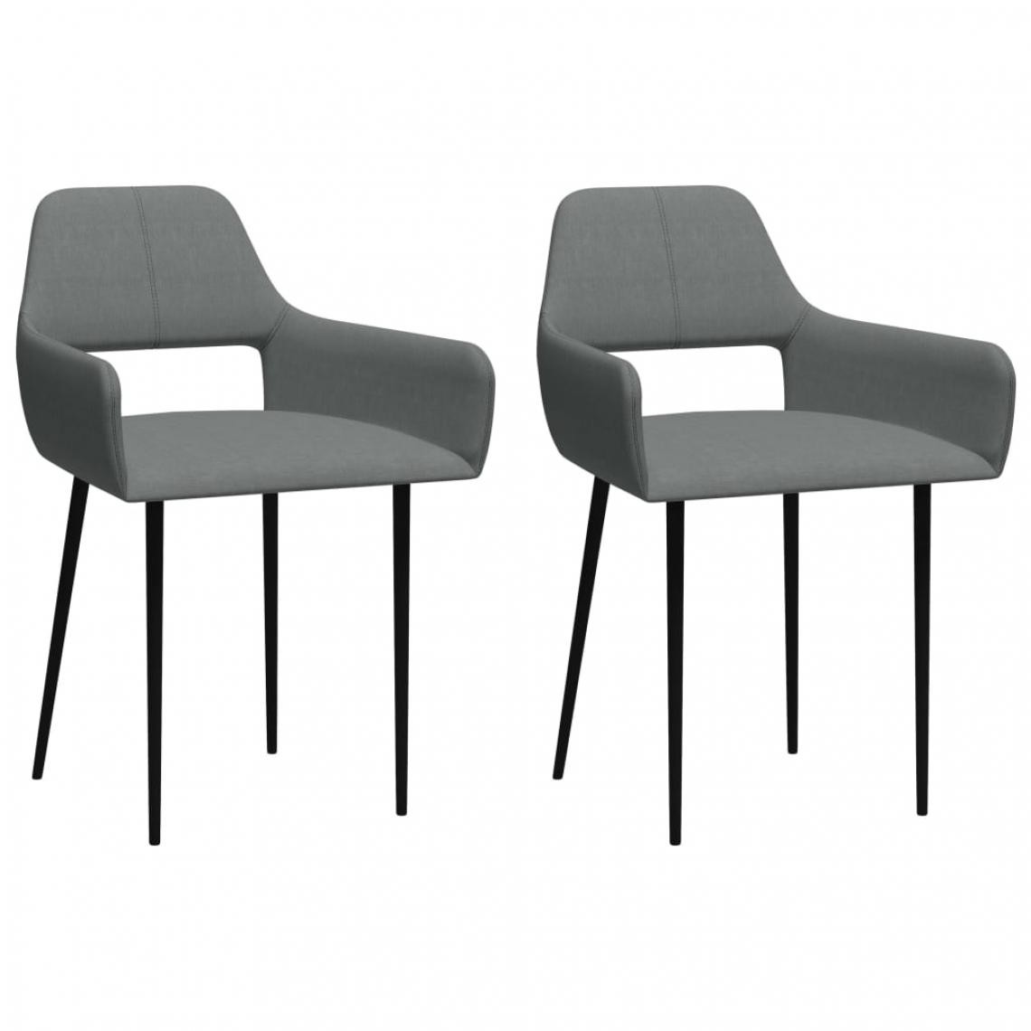 Decoshop26 - Lot de 2 chaises de salle à manger cuisine design moderne en tissu gris clair CDS020496 - Chaises