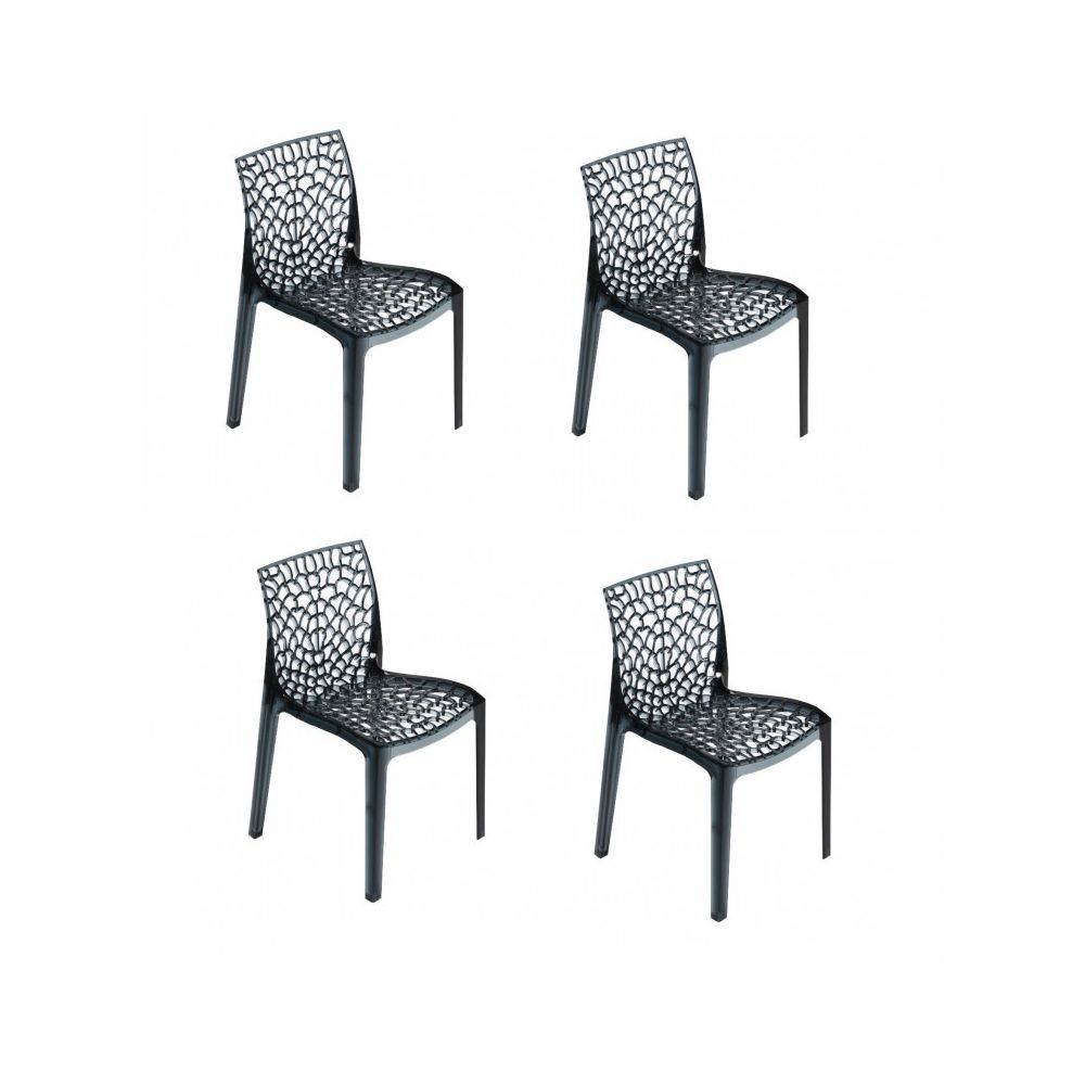 Meubletmoi - Lot 4 chaises ajourées empilables Fumées - GRUYER - Chaises