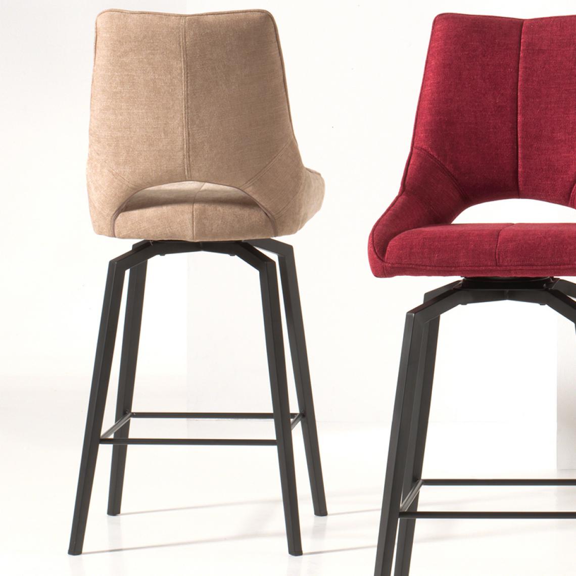 Nouvomeuble - Chaise bar en tissu taupe moderne GABY - Chaises