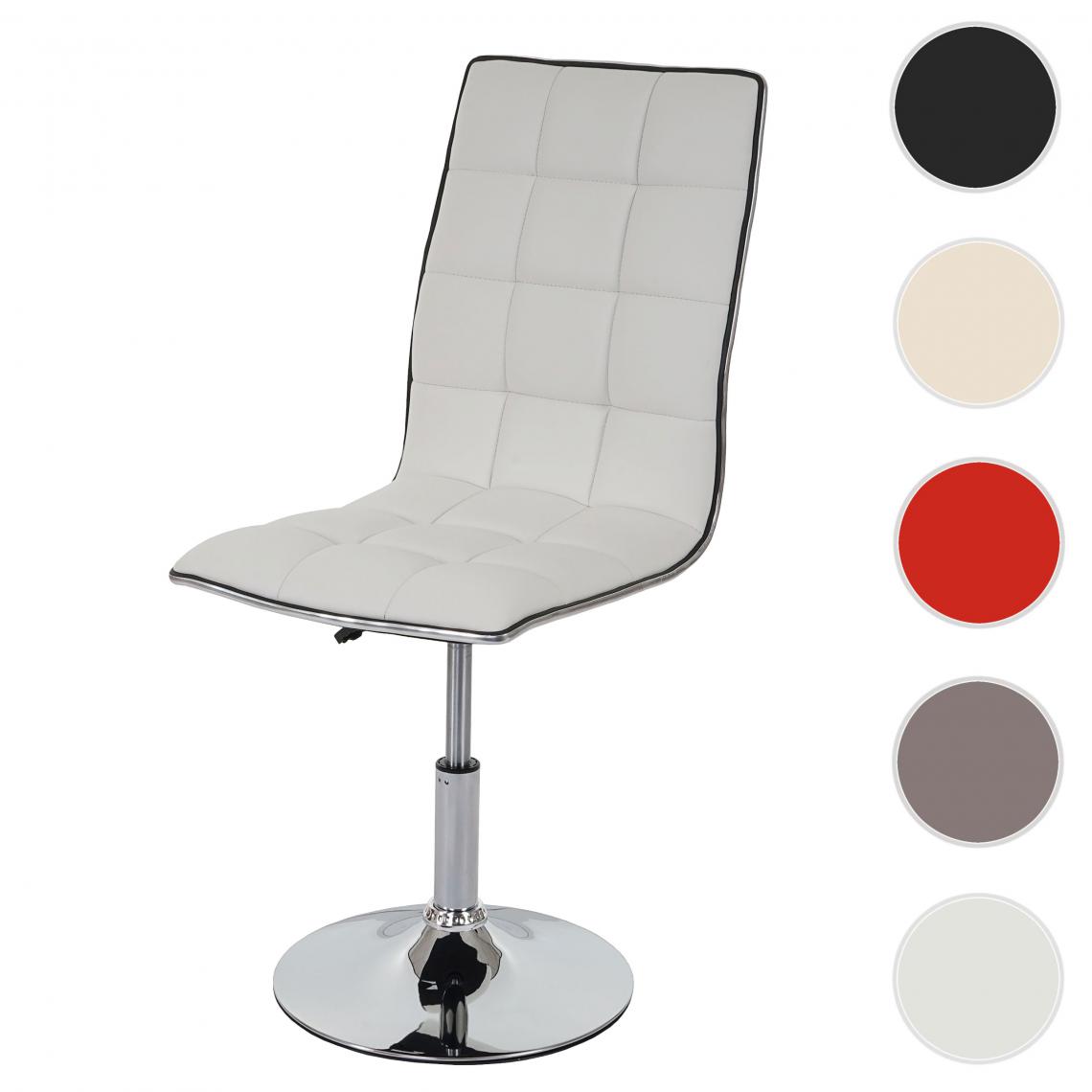 Mendler - Chaise de salle à  manger HWC-C41, chaise de cuisine, pivotante et réglable en hauteur, similicuir ~ blanc - Chaises