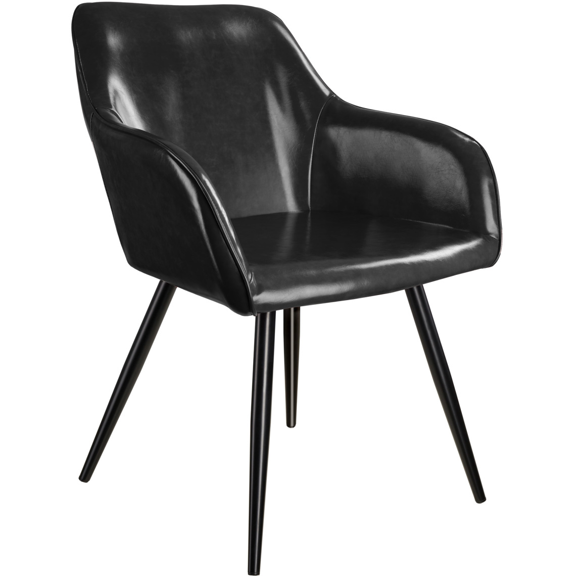Tectake - Chaise Marilyn en cuir synthétique - noir - Chaises