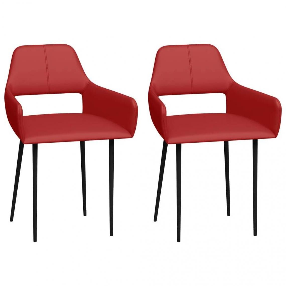 Decoshop26 - Lot de 2 chaises de salle à manger cuisine design moderne similicuir rouge CDS021025 - Chaises