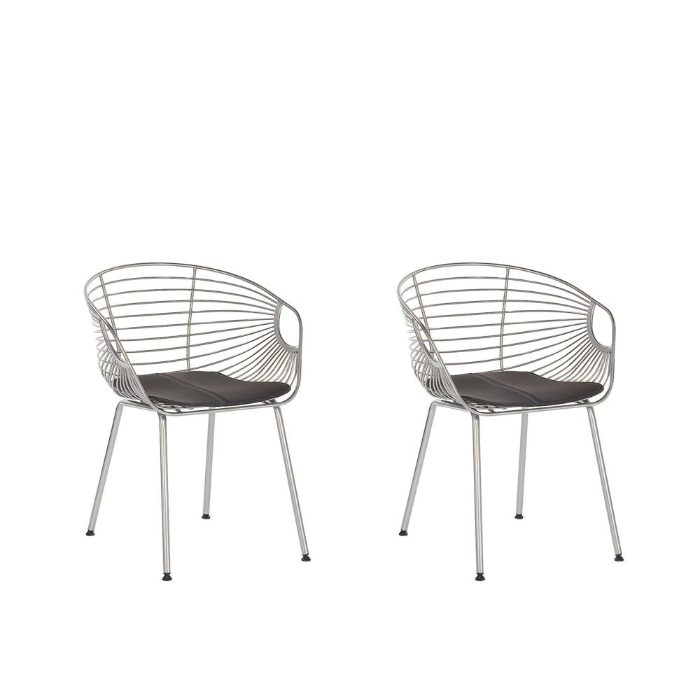 Beliani - Beliani Lot de 2 chaises en métal argenté HOBACK - - Chaises