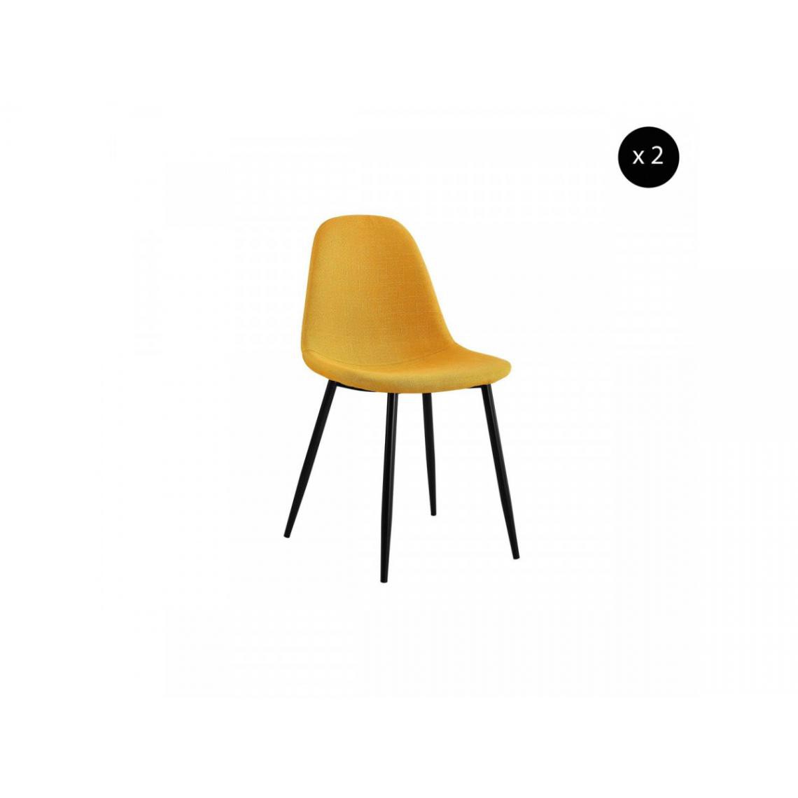 Bobochic - BOBOCHIC Lot de 2 chaises en tissu jaune APLO métal noir - Chaises