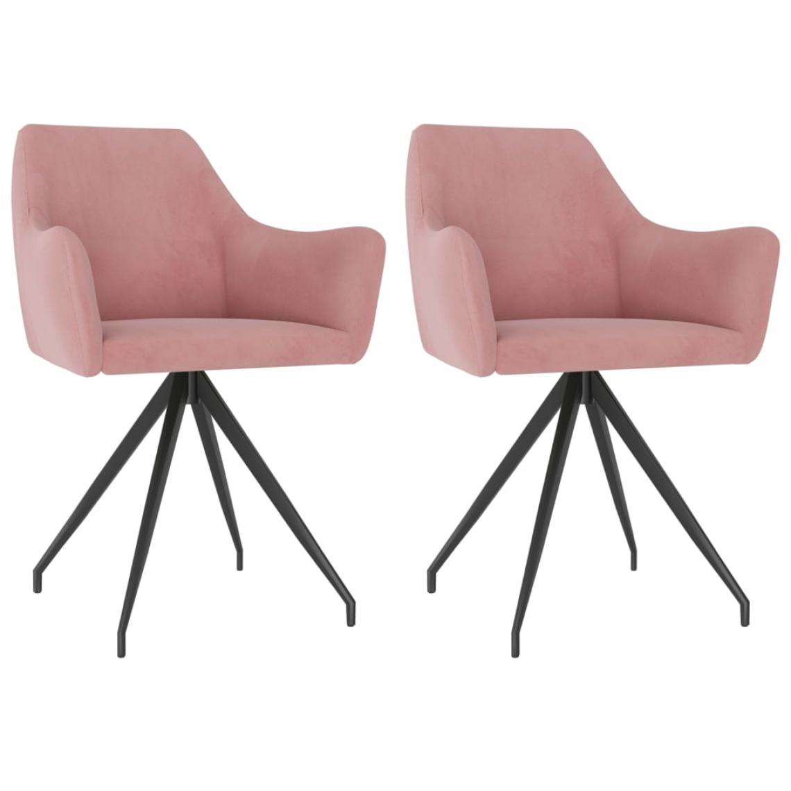 Decoshop26 - Lot de 2 chaises de salle à manger cuisine design moderne velours rose CDS020966 - Chaises