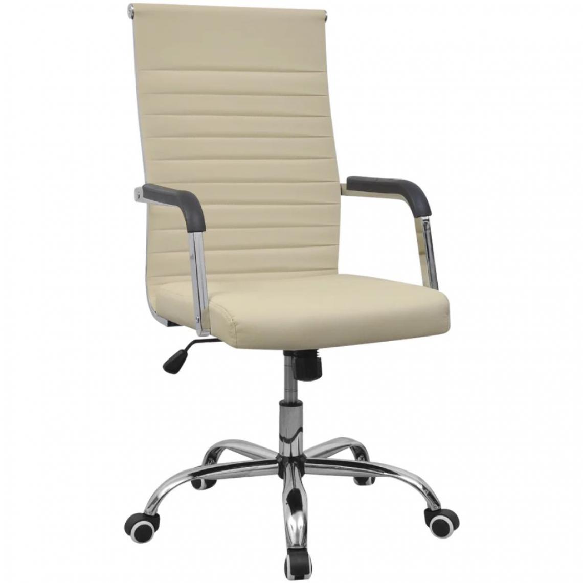 Chunhelife - chaise de bureau en cuir artificiel 55x63 cm crème - Chaises