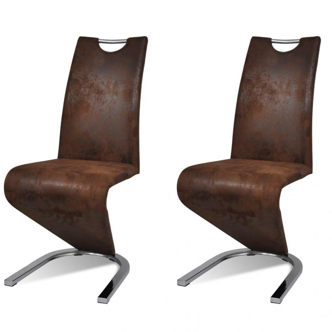 Decoshop26 - Lot de 2 chaises de salle à manger cuisine design contemporain similicuir marron CDS020710 - Chaises