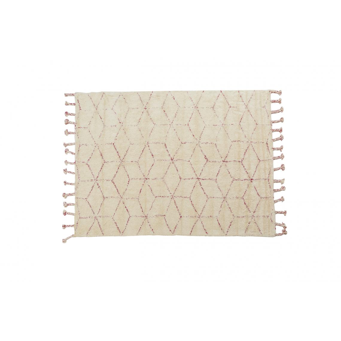 Alter - Tapis Californie moderne, style kilim, 100% coton, ivoire, 200x140cm - Tapis