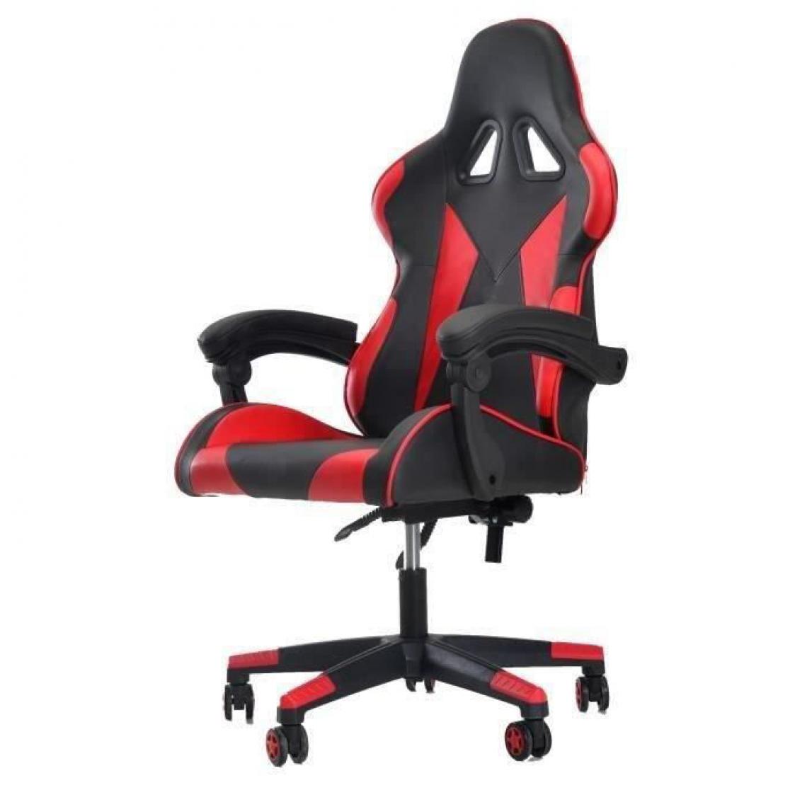 Cstore - Chaise de bureau gaming - Simili noir et rouge - L 76 x P 50 x H123-132 cm - KAOS - Chaises