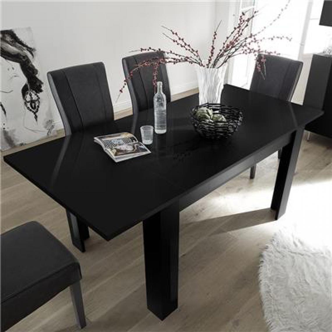 Nouvomeuble - Table 140 cm avec rallonge noire design CASTELLI - Tables à manger