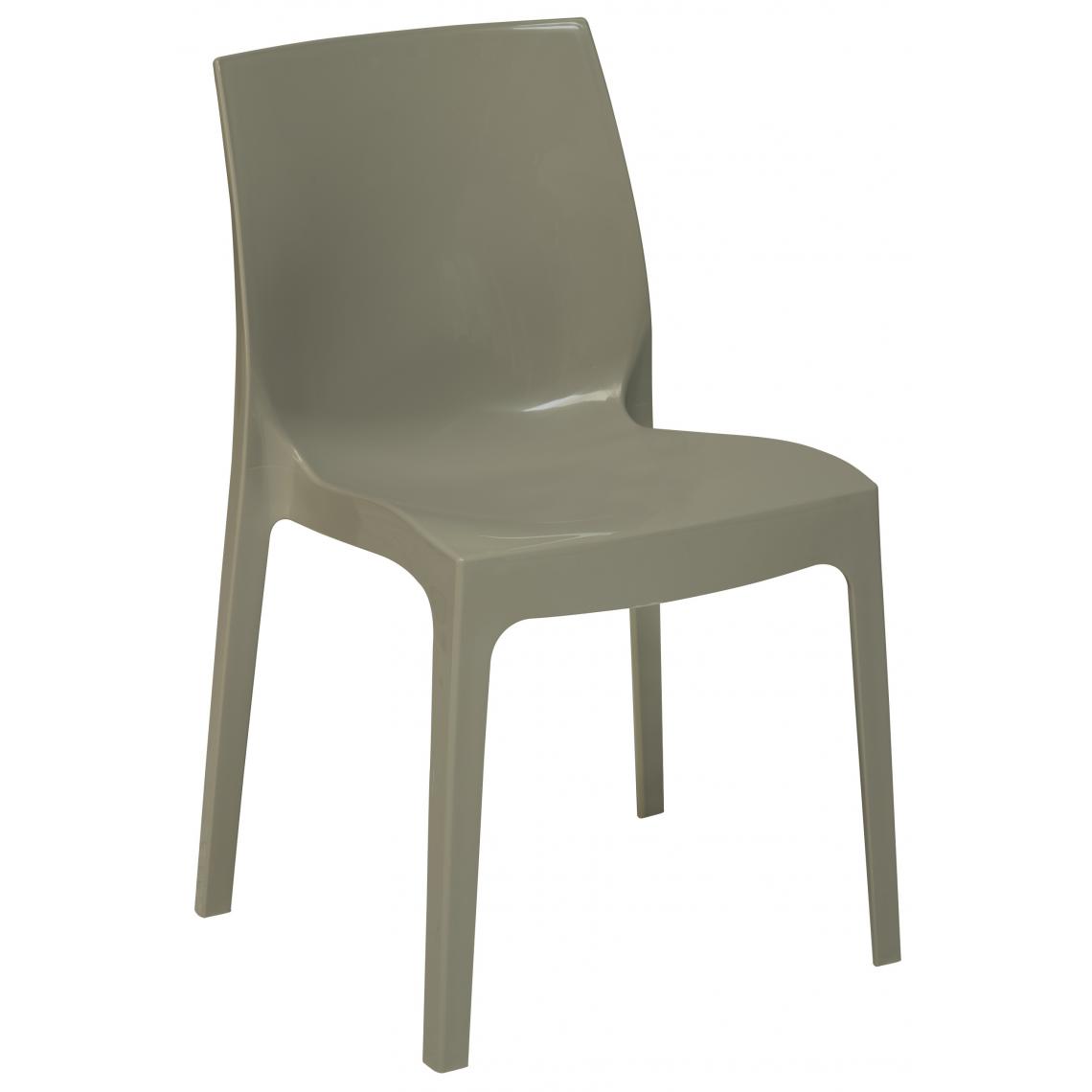 3S. x Home - Chaise Design Grise Perle Laquée LADY - Chaises