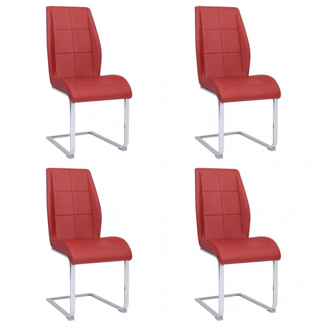 Chunhelife - Chunhelife Chaises de salle à manger cantilever 4 pcs Rouge Tissu - Chaises
