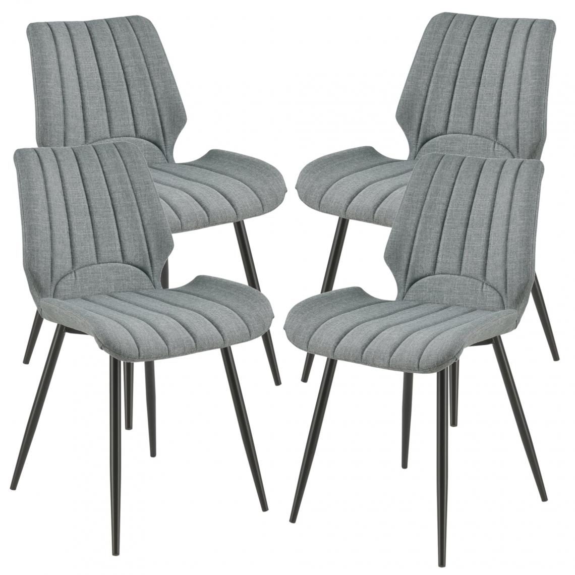 Decoshop26 - Set de 4 chaises de salle à manger en tissu métal gris foncé pieds en métal 77x57x46 cm 03_0003704 - Chaises