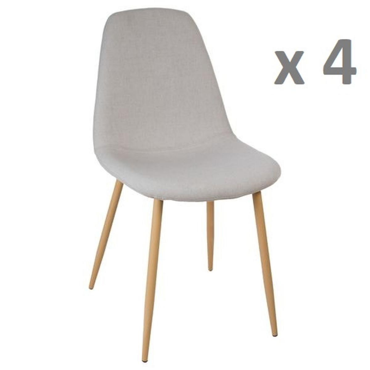 Atmosphera, Createur D'Interieur - Lot de 4 - Chaise design scandinave Roka - Gris clair - Chaises