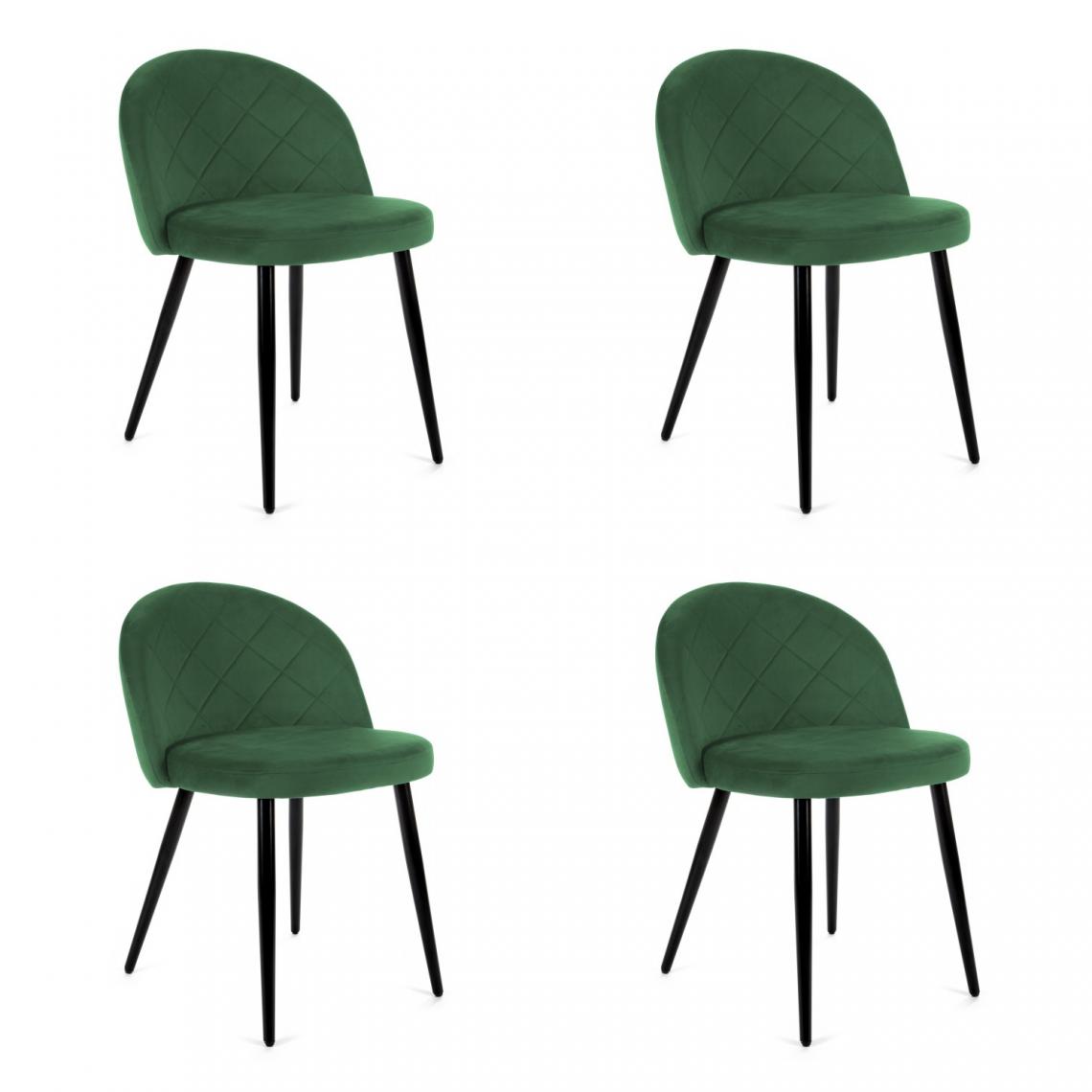 Hucoco - MORLI - Chaise rembourrée 4 pcs style moderne salon/salle à manger - 76x53x43 - Pieds en métal - Vert - Chaises