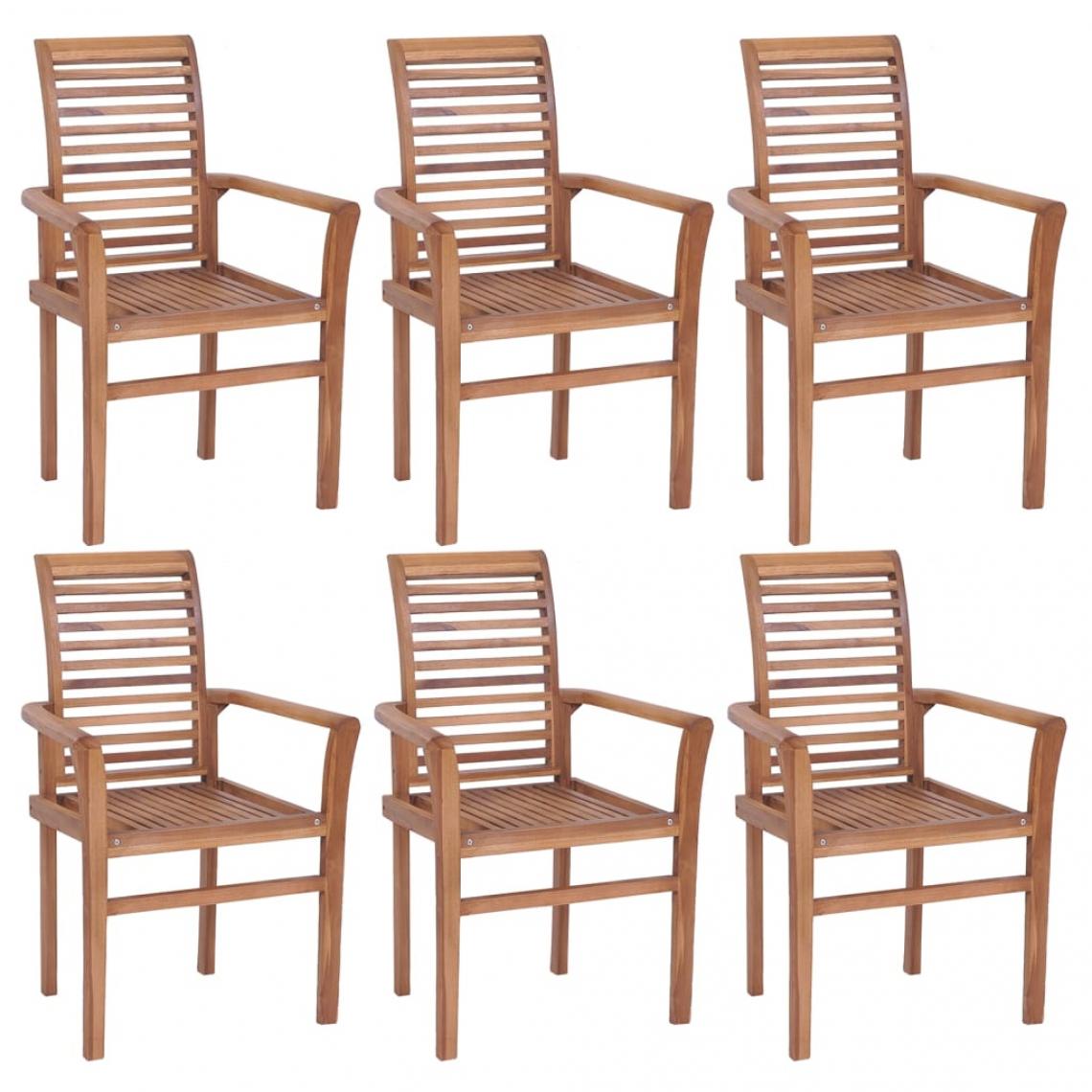Decoshop26 - Lot de 6 chaises de jardin ou salle à manger cuisine empilables bois de teck solide CDS022392 - Chaises